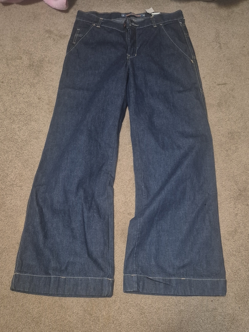Vintage Wide-Leg Denim Jeans in Dark Blue